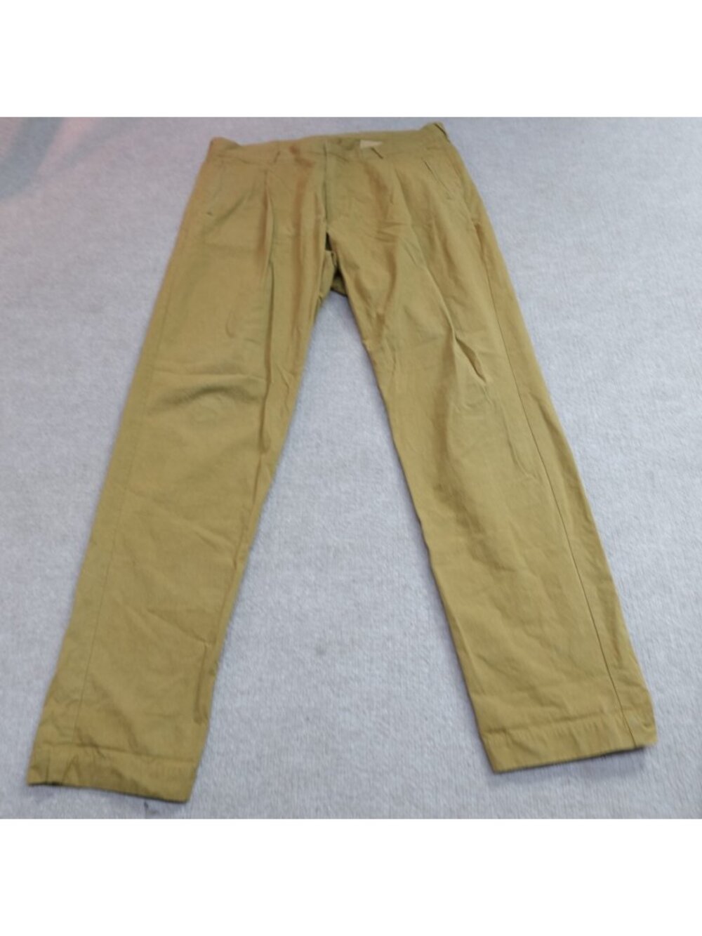 Entire World Mens Pants 36 x 31 Beige Yellow Mustard Trousers Cotton Pleated
